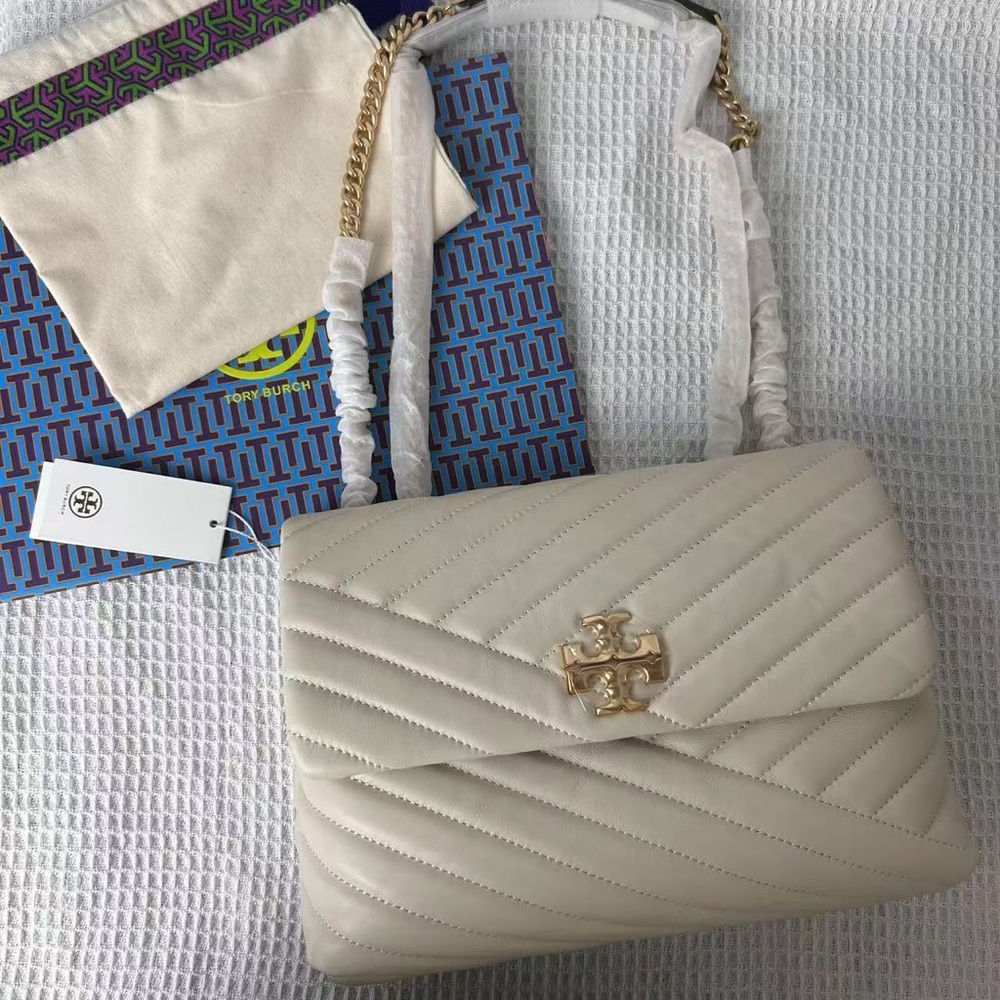 NEW Tory Burch Kira Chevron Convertible Shoulder Bag in White